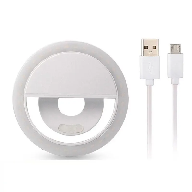 USB Charge Led Selfie Ring Light obiettivo del telefono cellulare LED Selfie Lamp Ring per iPhone per Samsung Xiaomi Phone Selfie Light