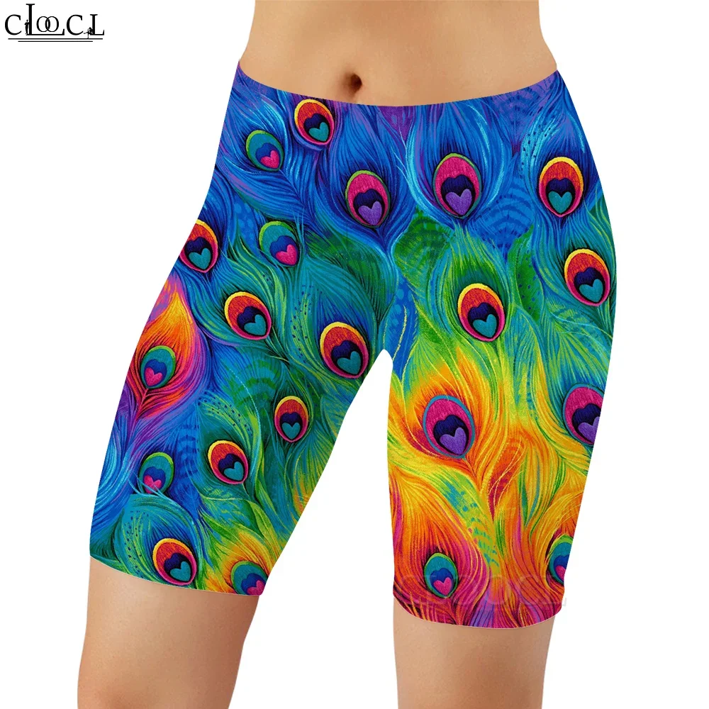 CLOOCL Frauen Legging Pfauenfeder Malerei Muster 3D Gedruckt Shorts für Weibliche Gym Workout Sport Push-up Sexy Leggings