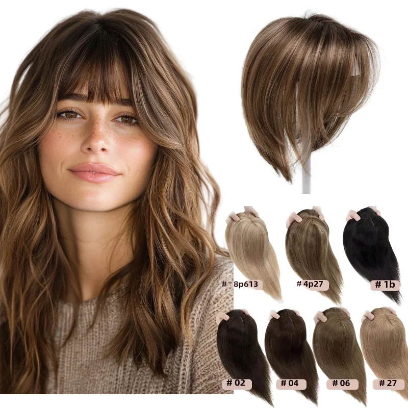 

Human Remy Hair Hair Wig 12x13cm 25cm Straight Clip On Topper #8 P18-613 Daily Wear Wholesale