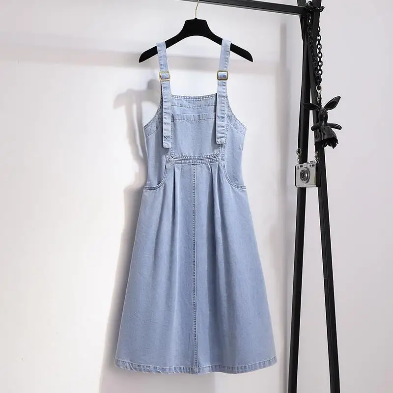 2022 Spring Autumn Women\'s Sweet Shirt Overall Denim Dress 1 or Two Piece Set Korean Lady Student Casual Joker Blouse Dress Suit