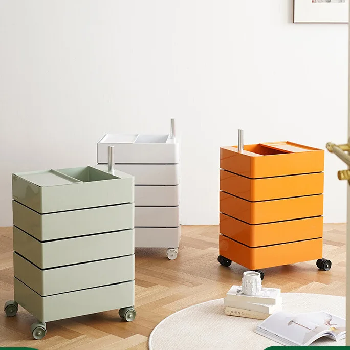 Rotating Storage Cabinet Bedside Storage Portable Cabinet Side Office Cosmetics Multi-layer Movable Table Living Room Cabinets