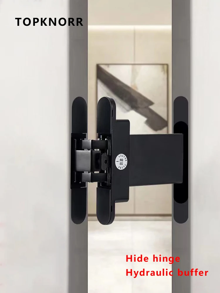 Imagem -04 - Dobradiça Invisível com Fechamento Automático Ajustável Tridimensional Amortecedor Hidráulico Porta Escondida Dobradiça Transversal