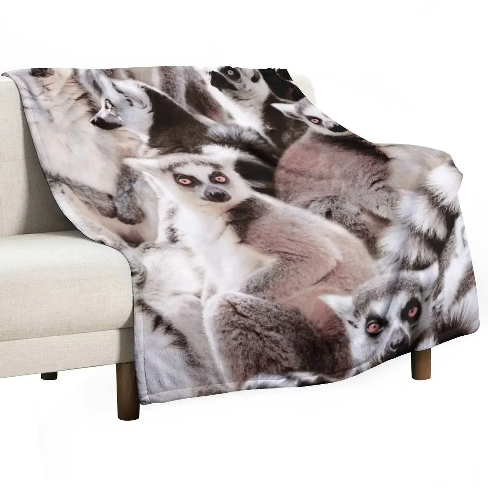 Lemurs Throw Blanket Single Travel Plaid on the sofa Personalized Gift Sleeping Bag Blankets For Sofas Blankets