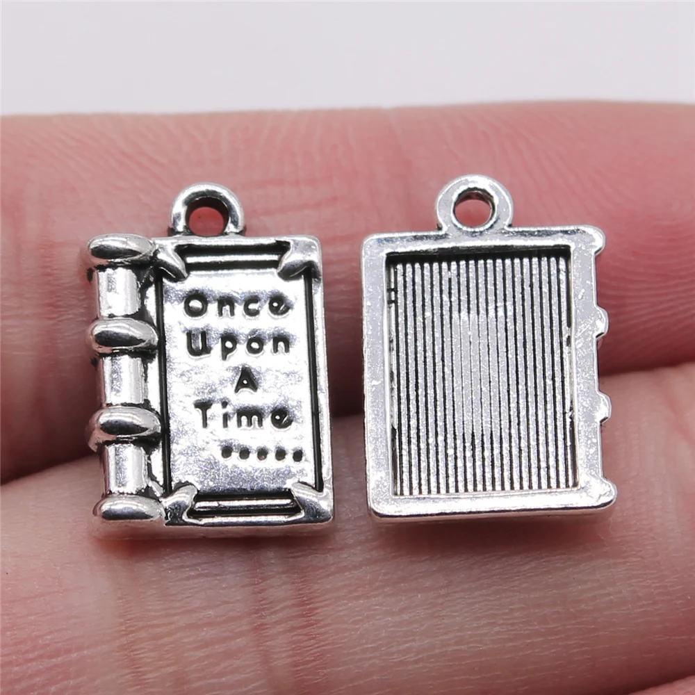 WYSIWYG 10pcs Once Upon A Time Storybook Charms Pendant Diy Jewelry Findings Antique Silver Color 12x18mm