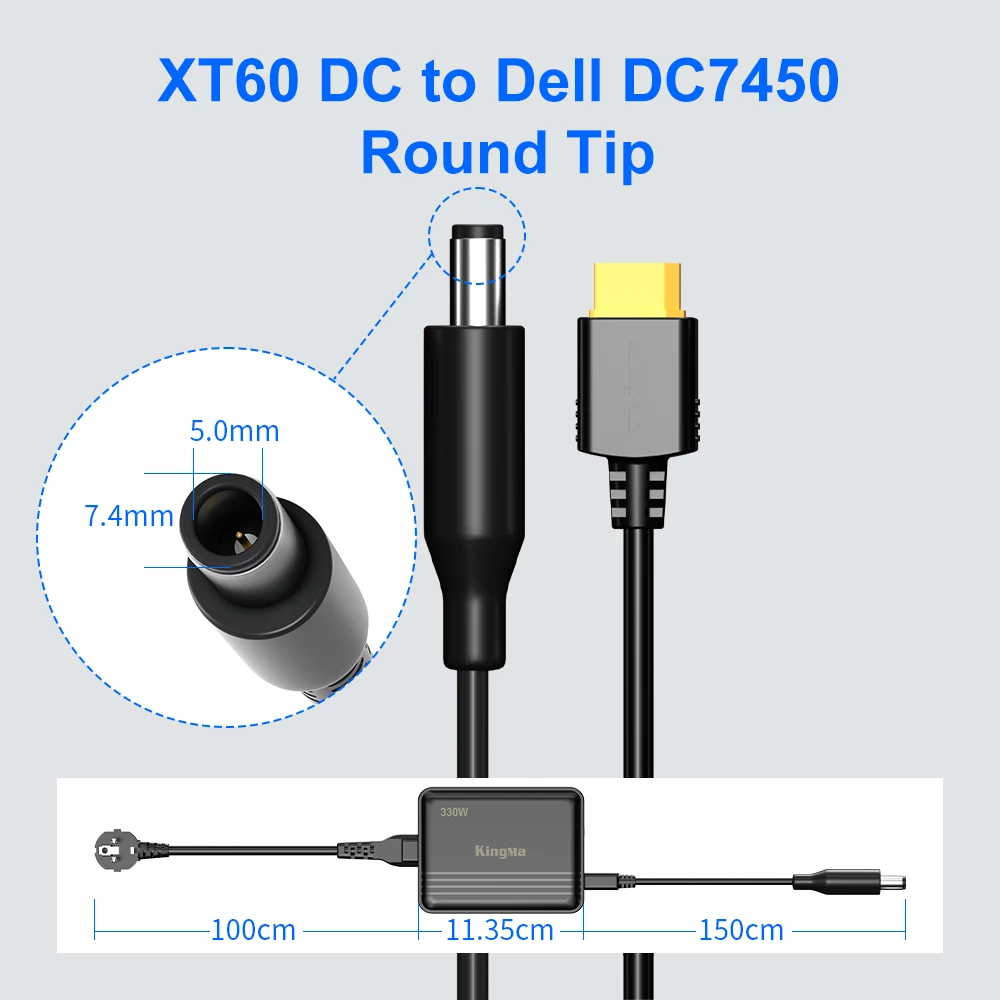 Carregador portátil GaN para Dell Alienware, cabo do adaptador de alimentação, 330W, 19.5V, DELL, M17, M18X, X17, X51, Area-51m, G15, G16, 5530, 7630, 7620