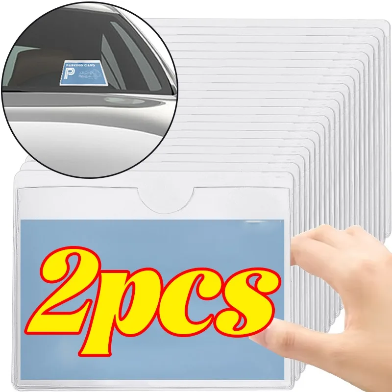 Suporte de bilhete para-brisa, adesivo de bolso em pvc transparente, manga de permissão de estacionamento para carro, armazenamento automático, arrumação, passagem, bolsa de nota, adesivo