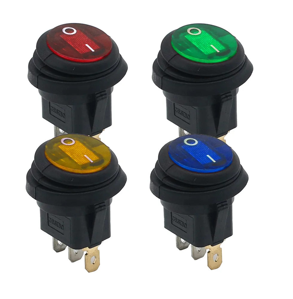 1 szt. KCD105 wodoodporny przycisk z przełącznikiem kołyskowym światła 12 V 220 V otwarcie 20 MM w kształcie łodzi okrągłe 3Pin srebrne przełączniki punktowe