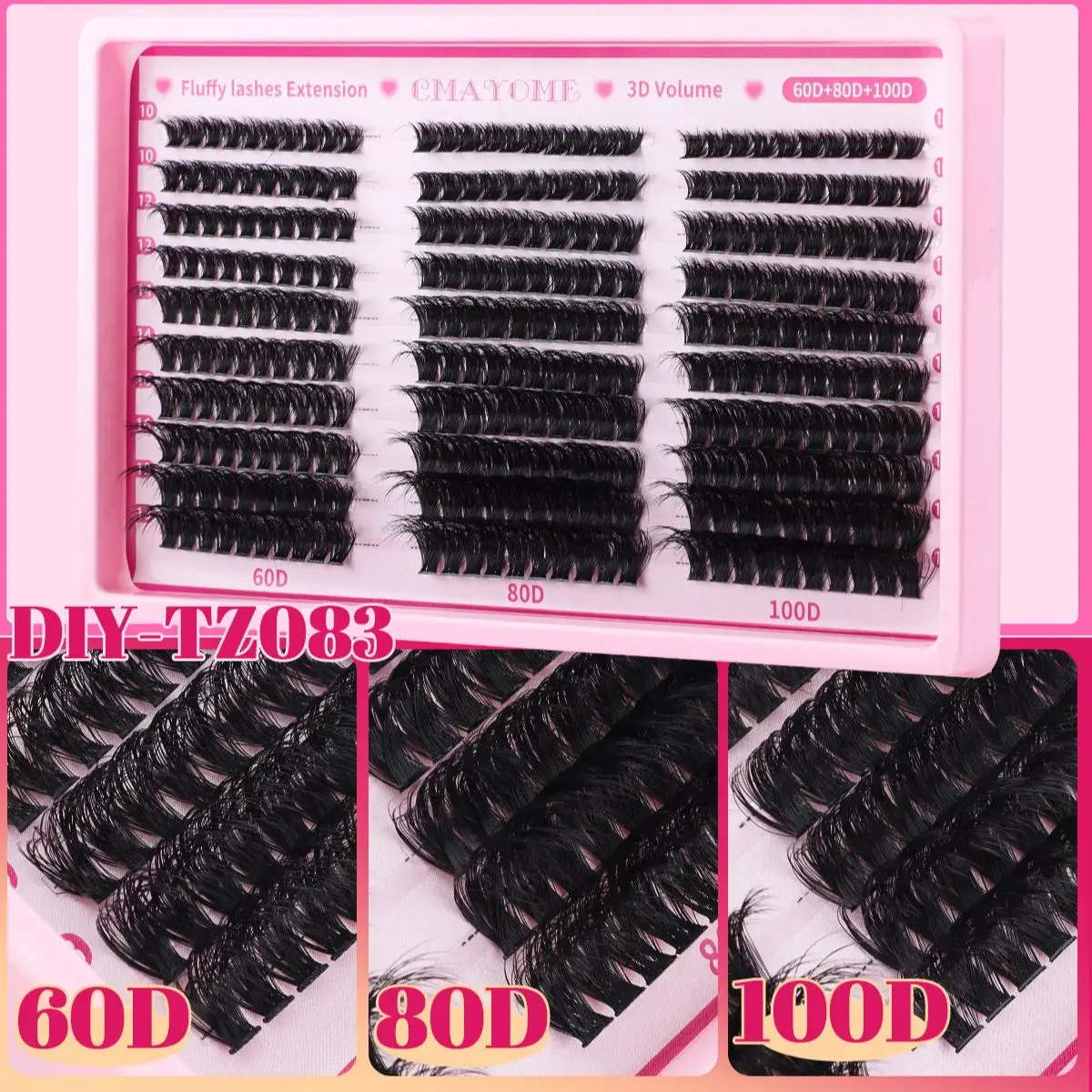 300 PCS  Fluffy DIY Lashes Extension Kit Natural  Eyelashes Clusters Lash Set  With Bond and seal