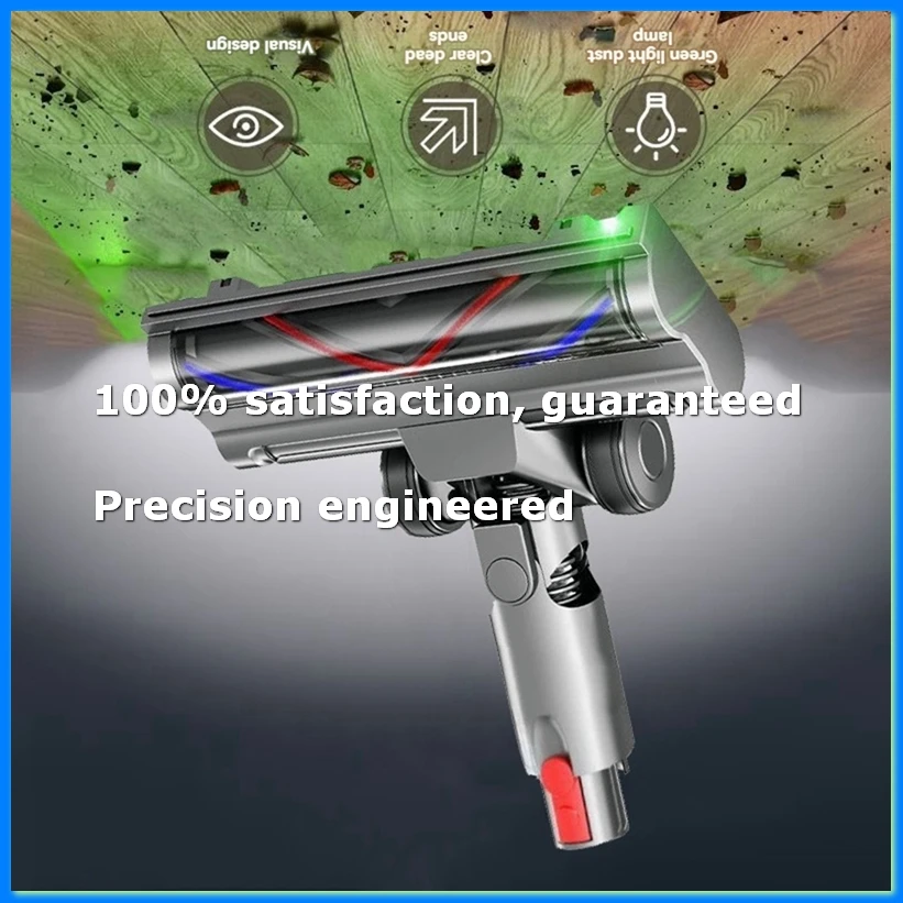 Vacuum Attachment for V10 Slim V12 Slim Floor Soft Roller Brush Head with LED Dust Lights for Hardwood Floor-AD23