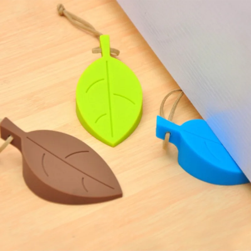 1PCS Silicon Leaves Doorstop For Children Baby Protector Block Home Decor Creative Leaf Style Door Stopper Wedge Holder Safety image 3