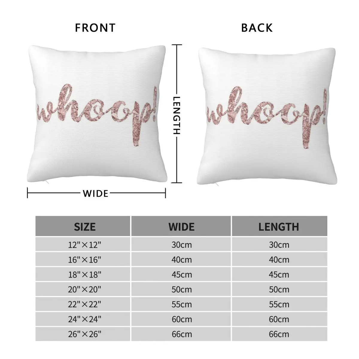 Whoop Rose Gold Pillowcase Polyester Linen Velvet Pattern Zip Decor Car Cushion Cover 45x45
