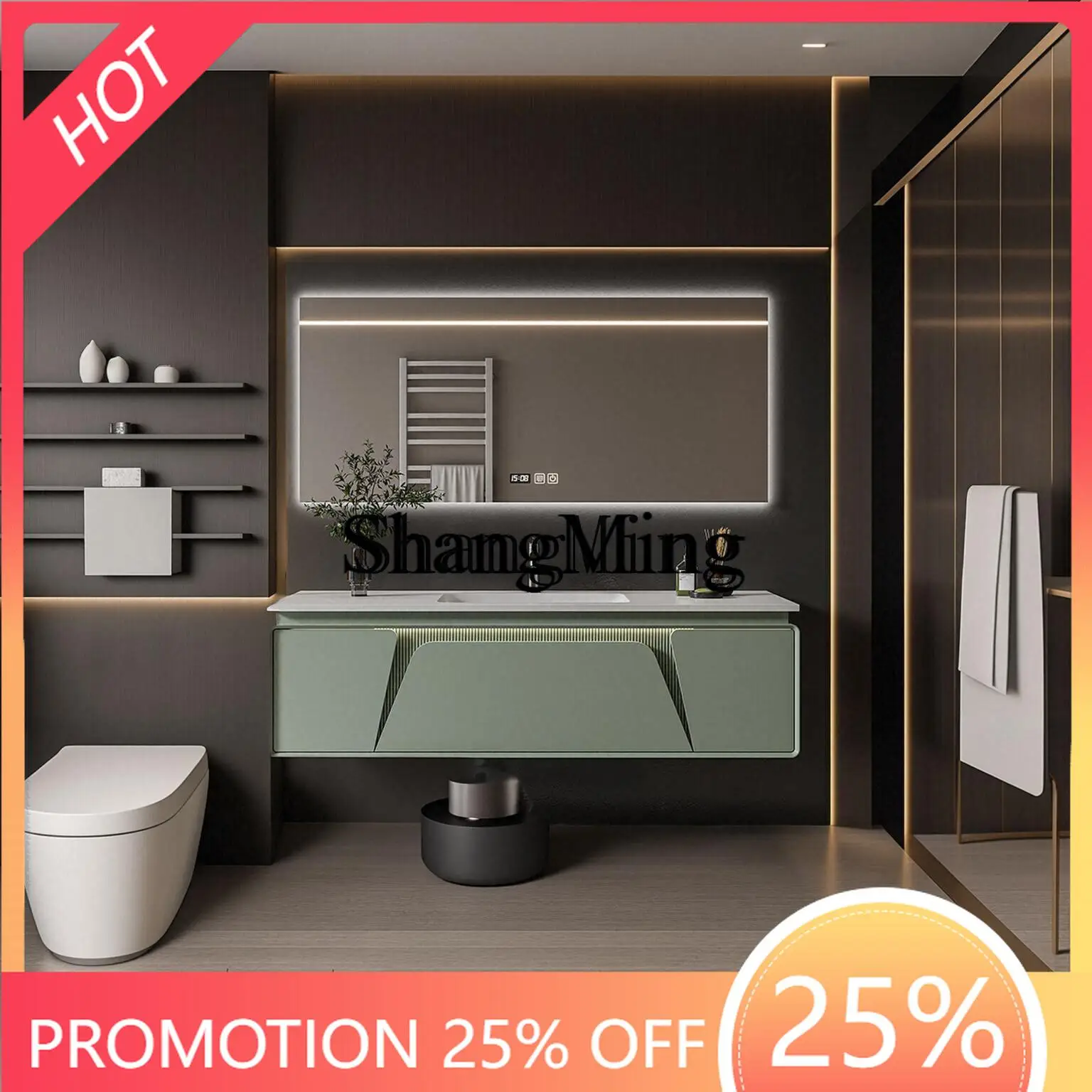

FG good-looking light luxury high-end rock slab bathroom cabinet combination ceramic simple washbasin toilet washstand