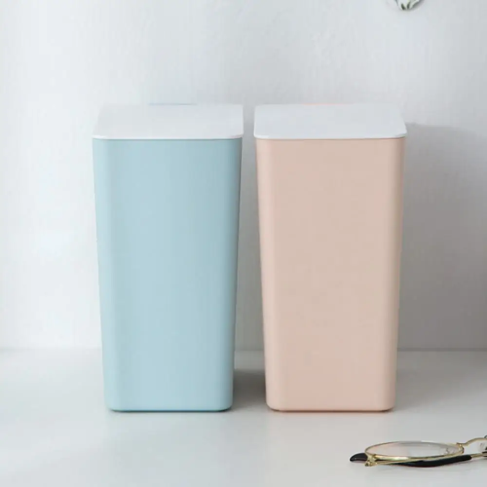 New Mini Solid Color Desktop Waste Bins Dustbin Trash Can Kitchen Storage Bucket Rubbish Holder Bin Storage Organizer Home Decor