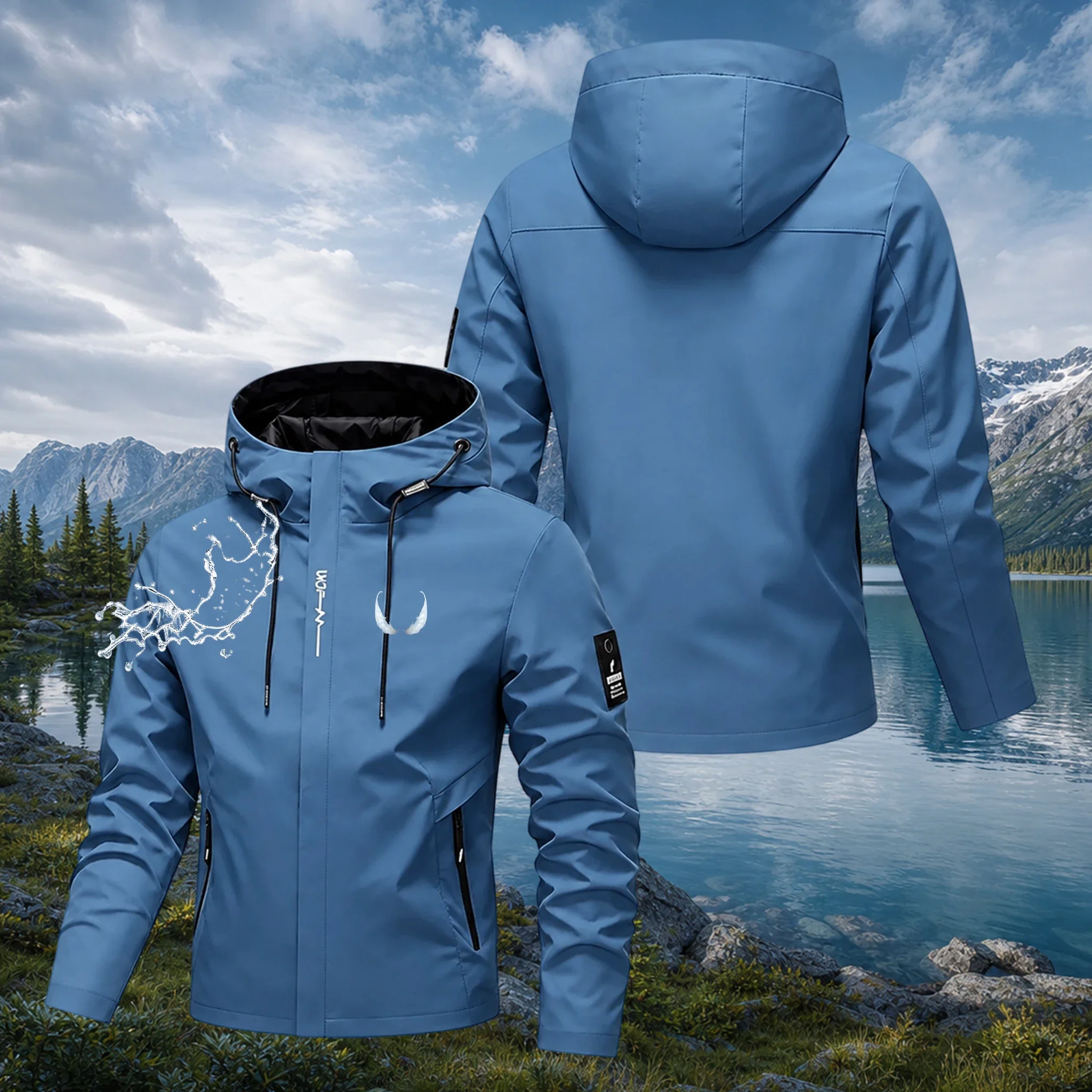 New Men's Waterproof and Rainproof Jacket Lightweight Hooded Outdoor Raincoat Hiking Windproof Jacket Hiking Outdoor Jacket