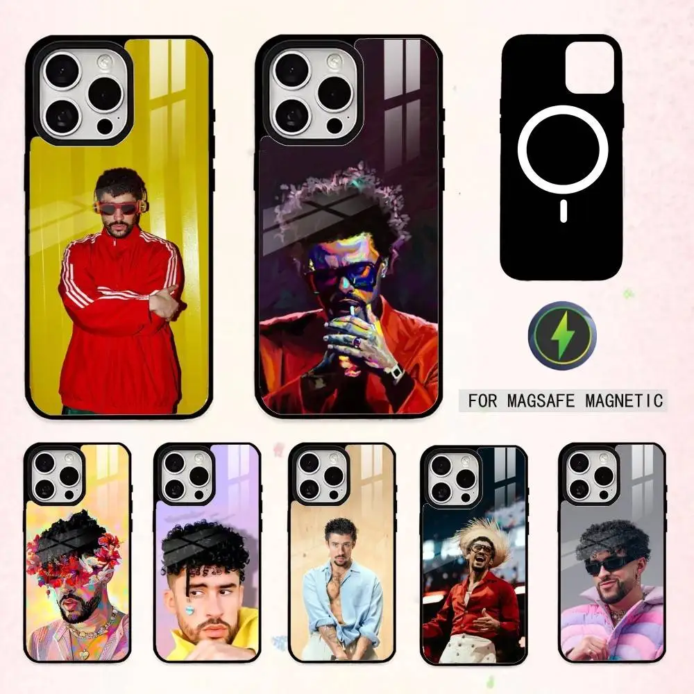 

B-Bad Bunny Phone Case For iPhone17,16,15,14,13,12,11 Plus,Pro Max Magnetic For Magsafe Wireless Charging