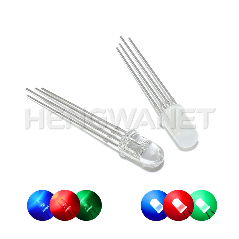 50PCS 5mm full-color LED RGB red green blue Common Cathode/Anode Four feet transparent highlight color light 5mm diode colorful