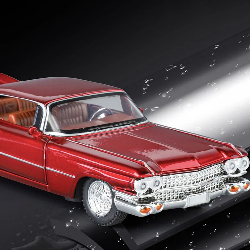 Coche modelo Retro de aleación de Zinc a escala 1/32, sonido y luz, puertas que se pueden abrir, regalo de cumpleaños para niños