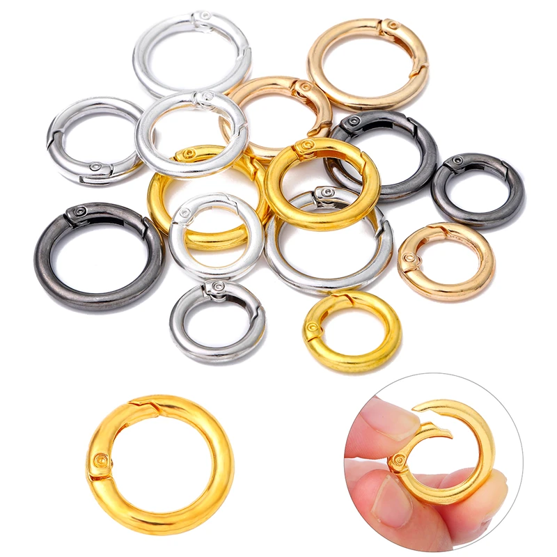 5 Teile/los Metall O Ring Frühling Verschlüsse Öffnende Runde Karabiner Schlüsselbund Tasche Clips Haken Hund Kette Schnallen Stecker Für DIY schmuck