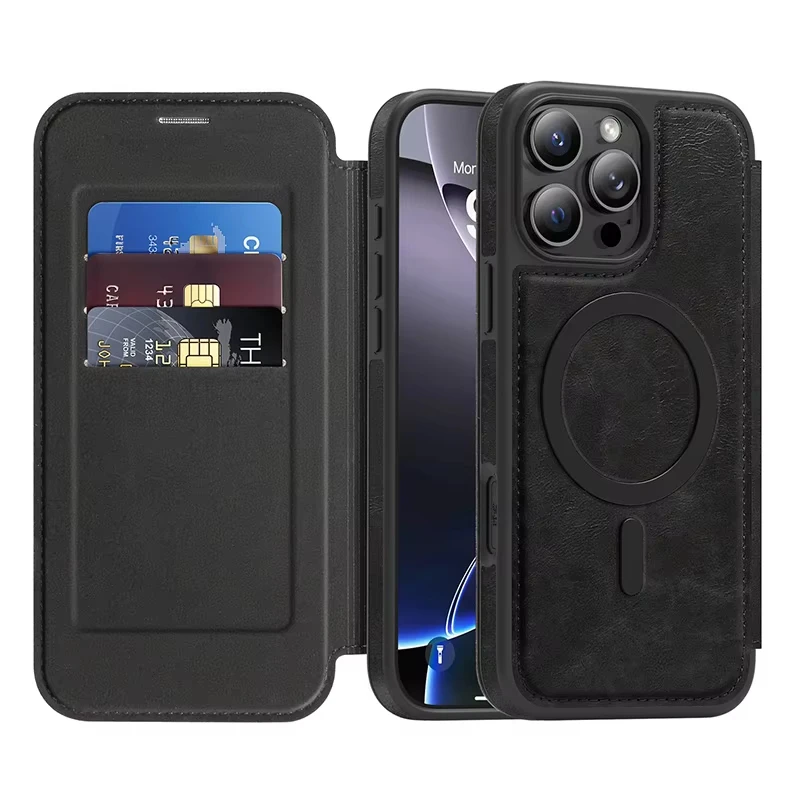

2 In 1 Detachable Cards Solt Leather Case For iPhone 16 Pro Max 15 Plus 14 13 12 11 16E For MagSafe RFID Blocking Wallet Cover