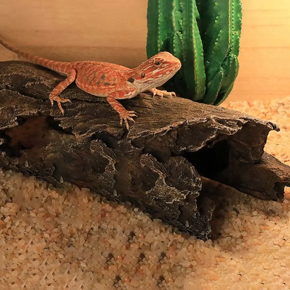 Escondite de madera de resina para reptiles, perfecto para arañas, serpientes, ranas y tortugas