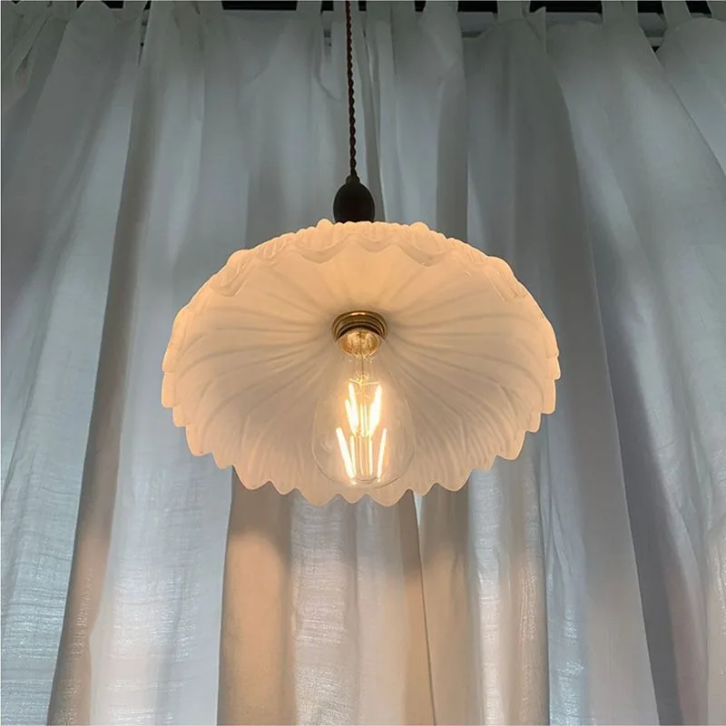 المعاصرة خمر لوتس الزجاج قلادة أضواء غرفة نوم السرير مطعم بار غرف خلع الملابس النحاس مصابيح معلقة ديكور داخلي #5