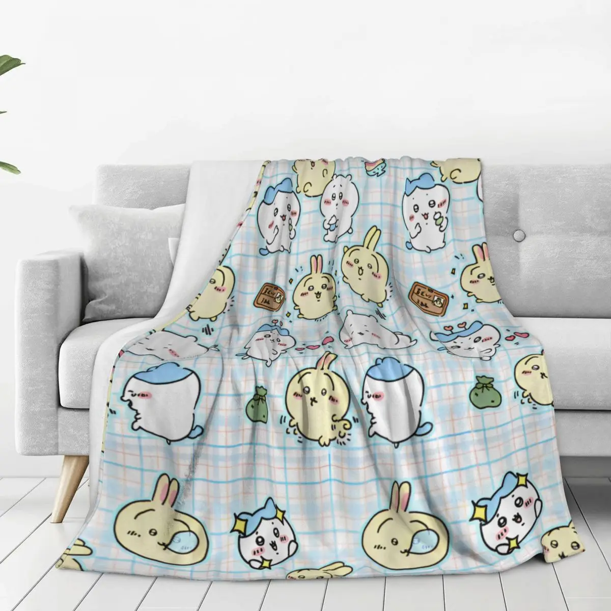 Sanrio Chiikawa Blanket Travel Flannel Throw Blanket For Living Room Super Soft Custom Quality Bedspread Birthday Present