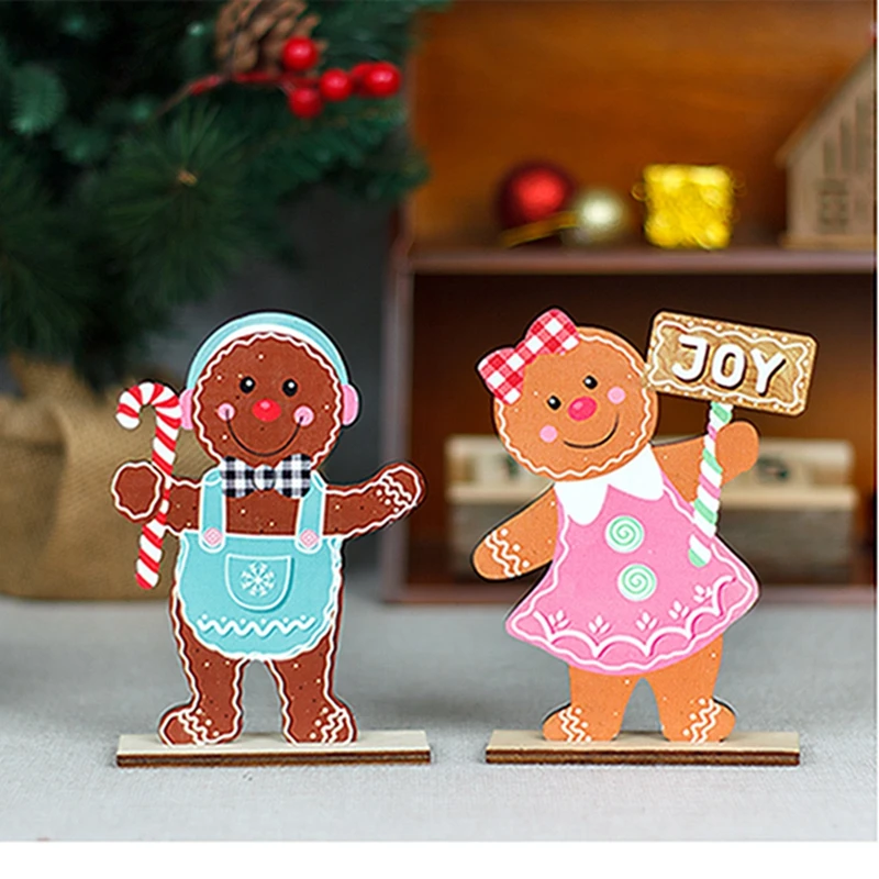 Christmas Wooden Gingerbread Man Decoration Festive Table Decoration Ornament Christmas Party Decoration For Home 2024 Xmas Gift