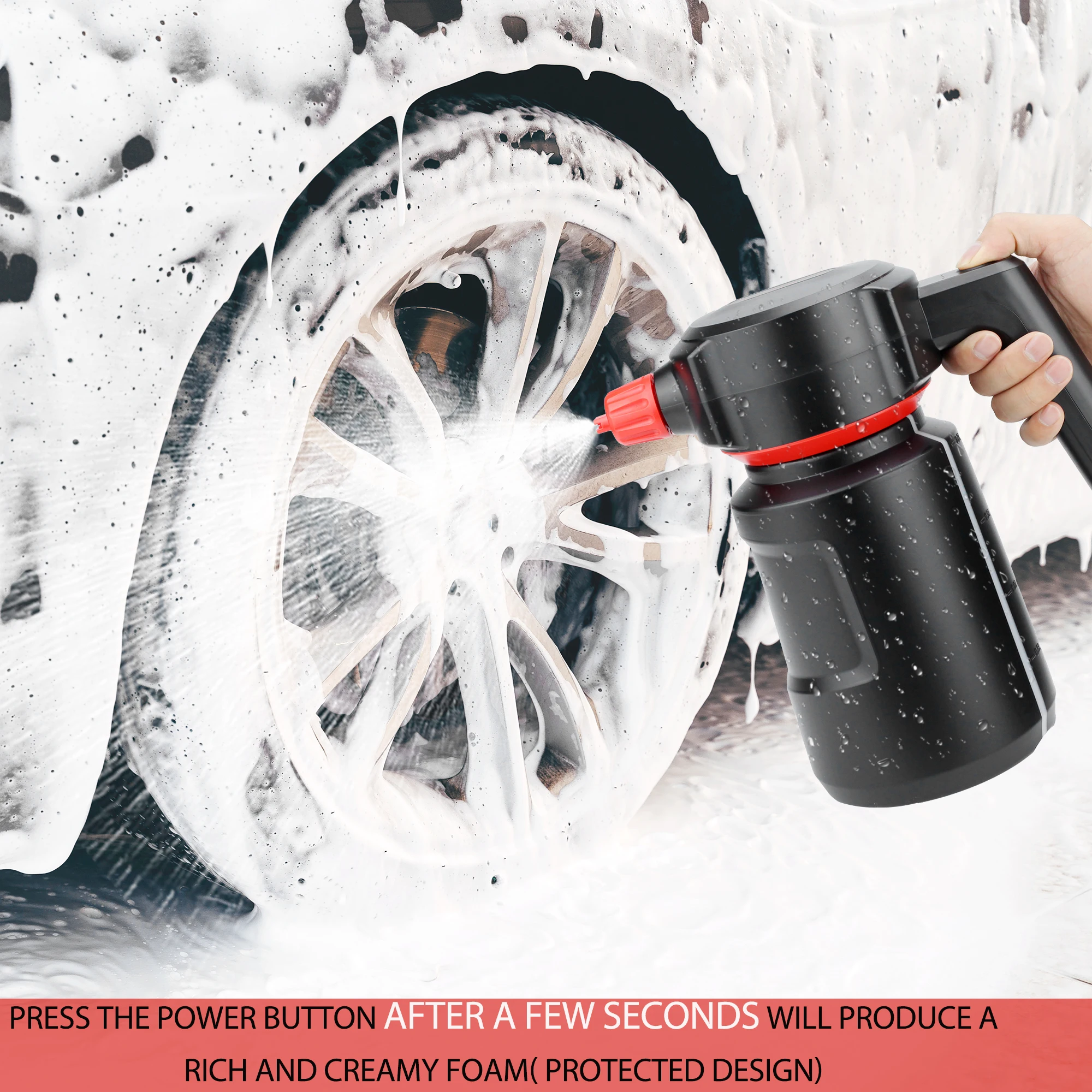 Wireless Car Wash Foam Sprayer Electric Strong 4500mAh 2L Foam Sprayer Home Detailing Snow Foam Cannon High Pressure Car Wash