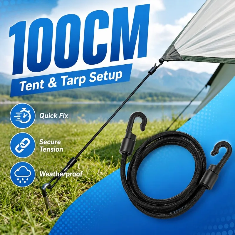 Hochbelastbares Bungee-Spannseil mit Kunststoffhaken, dehnbare Bungee-Seile für Outdoor-Camping – Detail 3