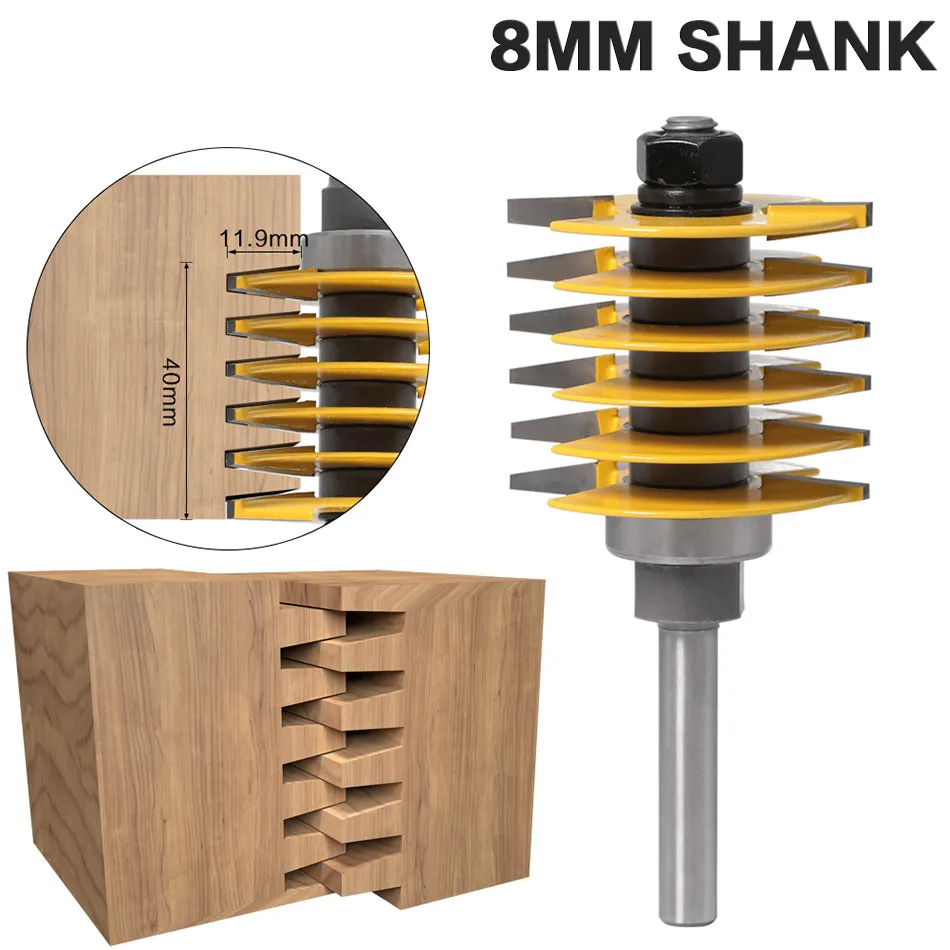 1pc 8mm Shank12mm shank Brand New 2 Teeth Adjustable Finger Joint Router Bit Tenon Cutter Industrial Grade for Wood Tool