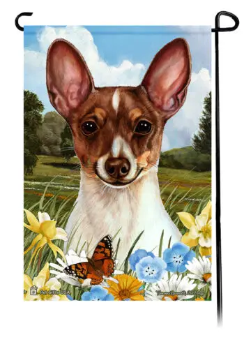 Toy Fox Terrier Summer Flowers Garden Flag