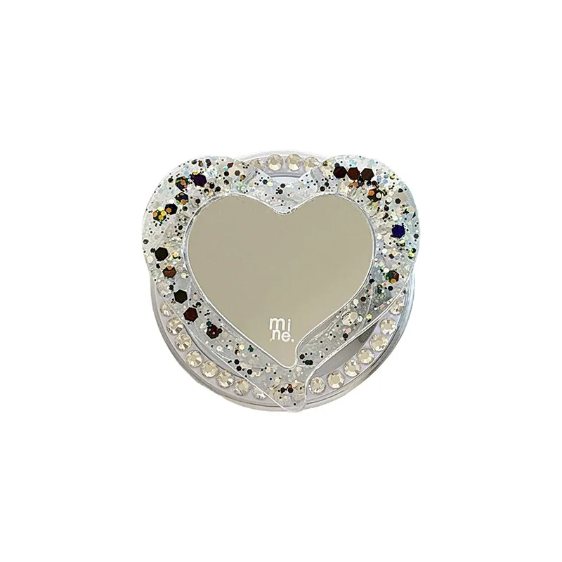 Heart Shaped Glitter Magnetic Phone Grop Holder Cute Back Adhesive Makeup Mirror Finger Socket Holder Bracket Cell Decor Stand view 5