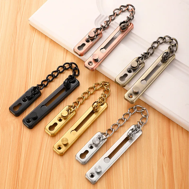 Stainless steel perforated anti-theft chain dual-use thickened household 304 button latch door bolt hotel hotel lock enchufar