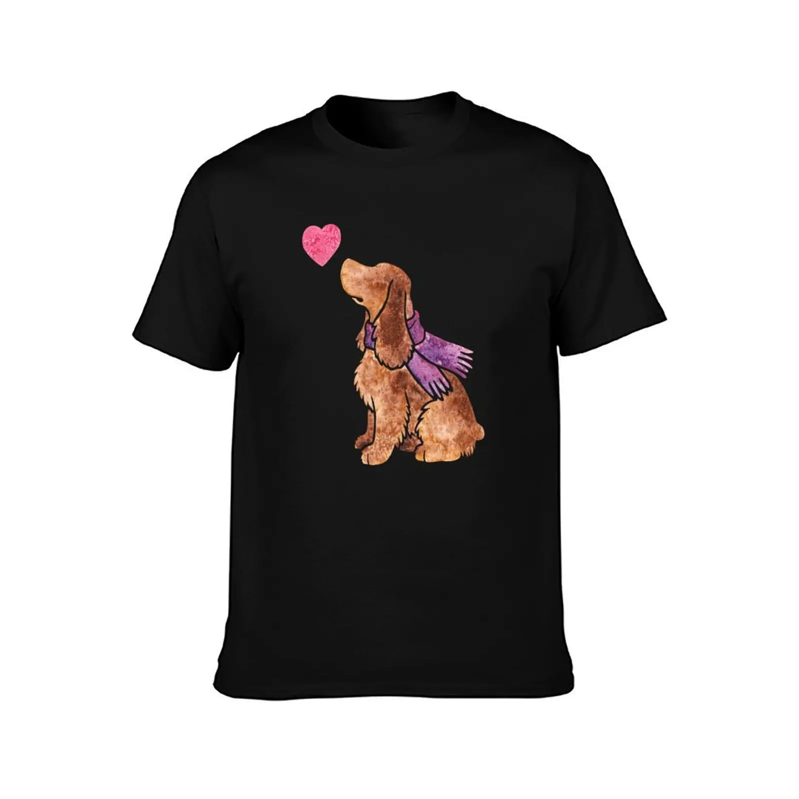 Watercolour spaniel T-Shirt, Summer Casual Cotton Tee, Oversized Streetwear Tops, Vintage Graphic Print, Loose Fit Short Sleeve