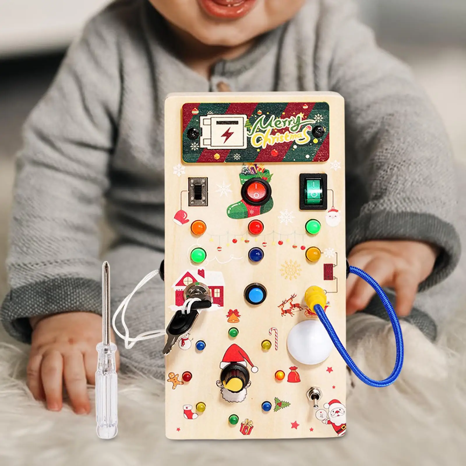 

Toddlers Montessori LED Busy Board Lights Switch Toy for Girls Children Boys