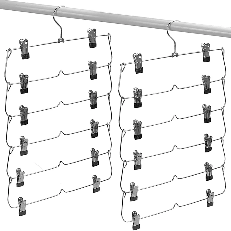 

Вешалка для одежды, Многофункциональная вешалка для брюк, 6-уровневая складная вешалка, металлическая многослойная вешалка для брюк и юбки, стеллаж для хранения