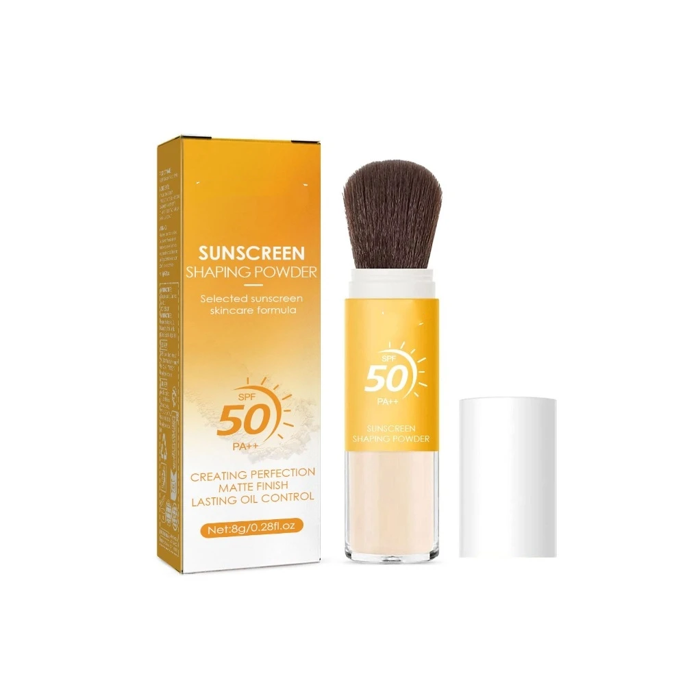 

Waterproof SPF 50 Brush Sunscreen Powder Long Lasting Matte Finishing Powder Oil Control Loose Powder Sunblock Face Care