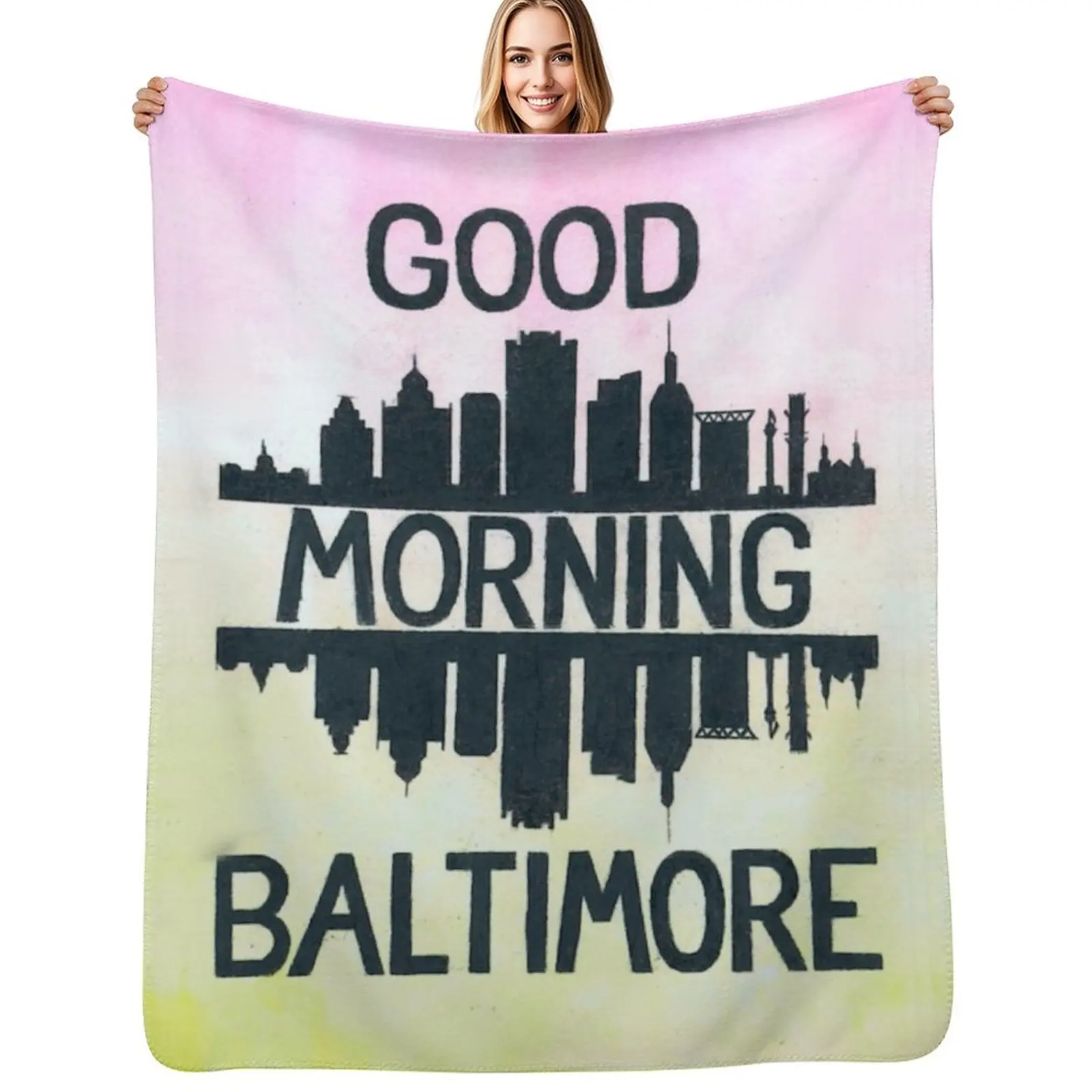 Laca para el cabello - ¡Buenos días, Baltimore! Manta decorativa Wednesday Thins Moving Plush, regalos de Navidad, mantas sueltas