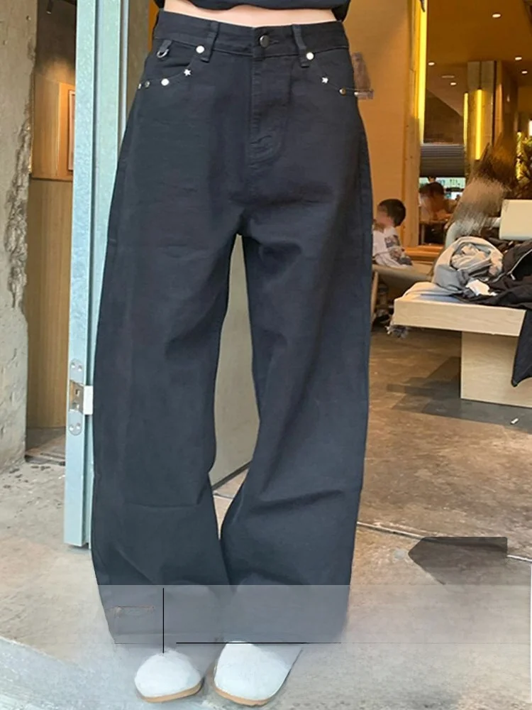 

Джинсы женские больших размеров в американском стиле, осенне-зимние, свободные, облегающие, с эффектом утончения, модель «рогатые брюки»