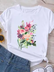 Print Fashion Casual Watercolor New 90s Lovely Clothing Summer Graphic T Shirt Short Sleeve Women Clothes Tee T-shirt Female Top