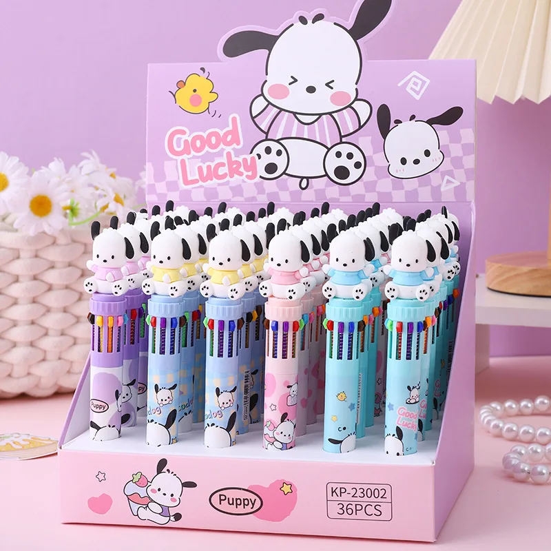 4 buah/lot Kawaii Sanrio Pochacco pulpen pena Cute10 warna rol bola pena sekolah kantor perlengkapan menulis