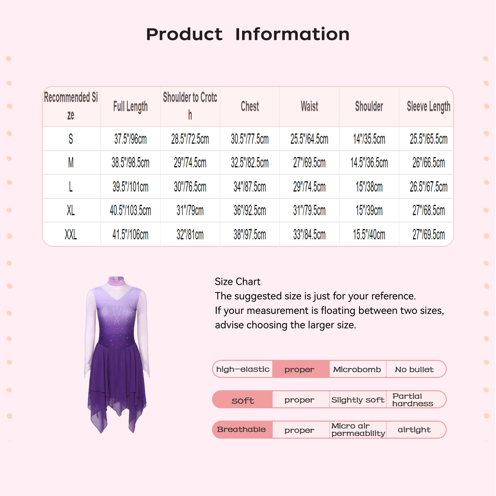 

Women Figure Skating Bodysuit Dress Lyrical Modern Dancewear Rhinestone Gradient Color Long Sleeve Tiered Mesh Leotards Dresses