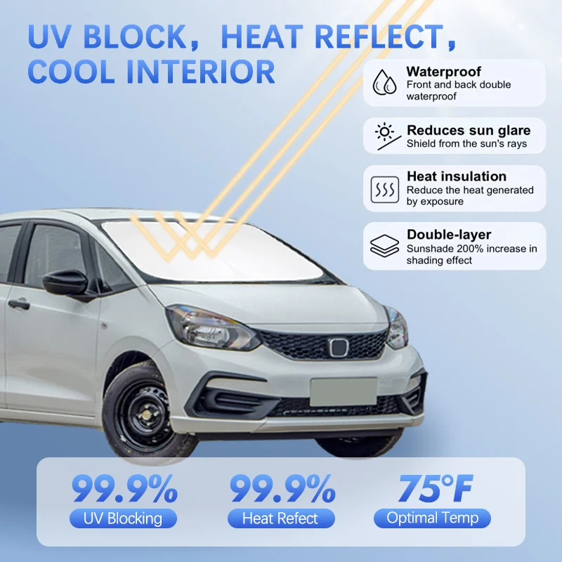 Car Windshield Sun Shade For Honda FIT Jazz HR-V Sunshade Sun Visor Protector Blocks UV Rays Summer Car Accessories