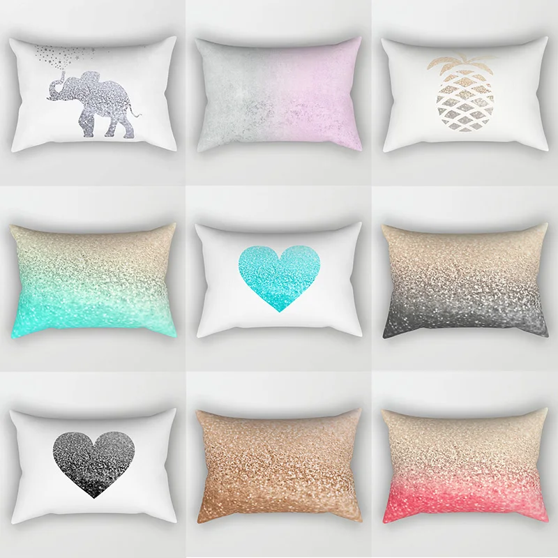 Hot Sale Modern Elephant Color Heart Shape Pillow Covers High Quality Short Plush Velvet Rectangle  Pillow Cases Room Decor