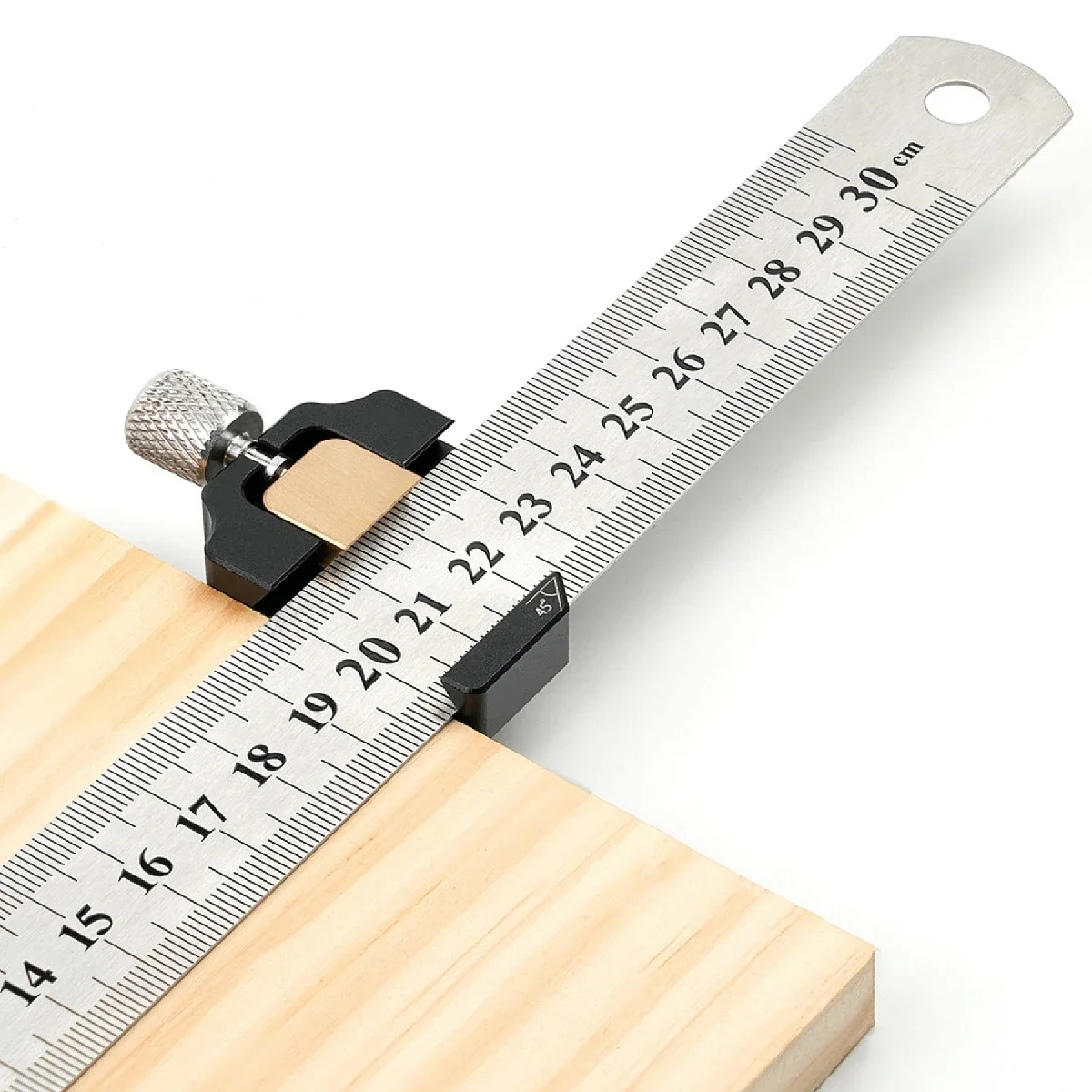 Combination Square,Adjustable Steel Ruler Positioning Block,45-90Degree Marking Gauge Line Scriber Fixed Position Measuring Tool