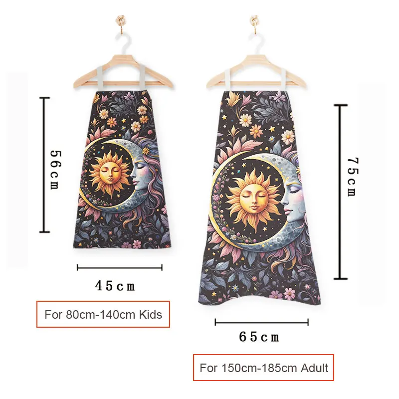 Sun and Moon Boho Kitchen Apron Mystic Stars Space Women Men Baking Home Cleaning Clothing Chef Waiter Cooking Pinafore Gift