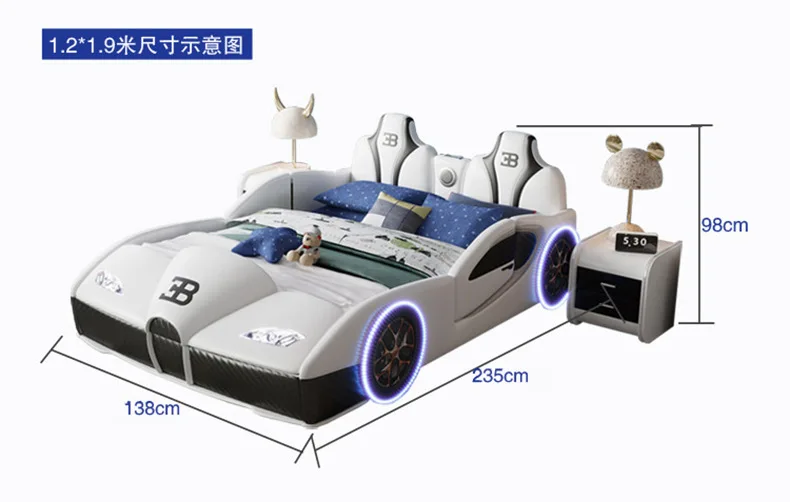 Children's bed boy car bed with guardrail 1.5 meters cartoon solid wood multi-functional double girl baby single bed