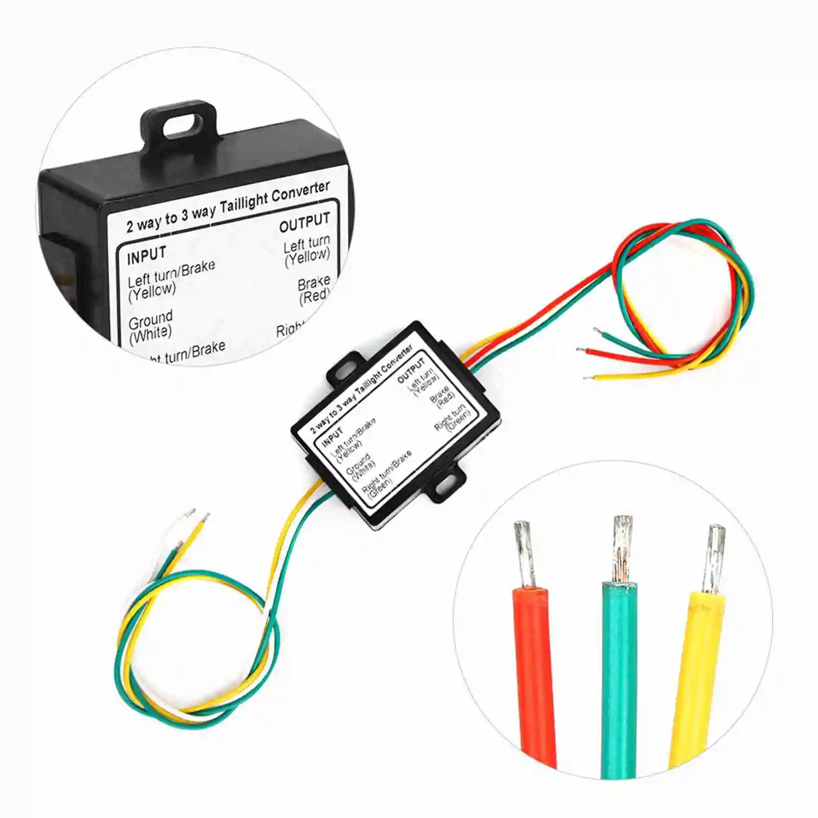 Tail Light Converter 2-to-3 Wire Converter 2-to-3 Wire Splice Trailer Converter Electrical System Wire Harness Adapter US Type
