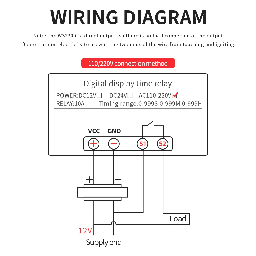 W3230 Digital Temperature Controller 12V 24V 220V Thermostat Regulator Heating Cooling Control Thermoregulator