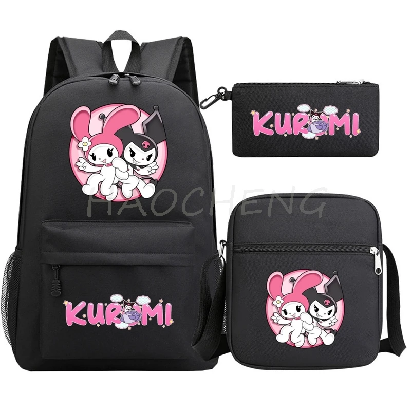 素敵なクロミメロディーバックパック十代のバッグガールズボーイズ 3 ピース/セット詐欺師 Rugzak スクールバッグかわいい鉛筆ケース